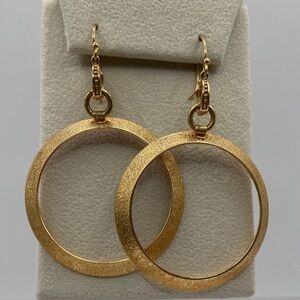 Bellezza Reversible Circle Dangle Drop Earrings Yellow Bronze 2 7/8”L